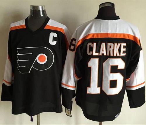Flyers #16 Bobby Clarke Black CCM Throwback Stitched NHL Jersey - Click Image to Close